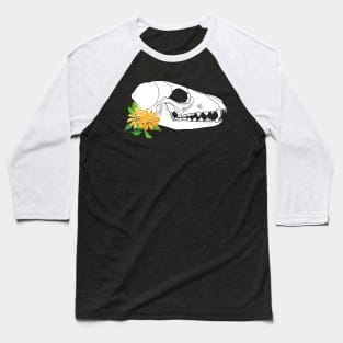 Floral Fox Skull Art Baseball T-Shirt